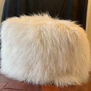 White Shag Ottoman